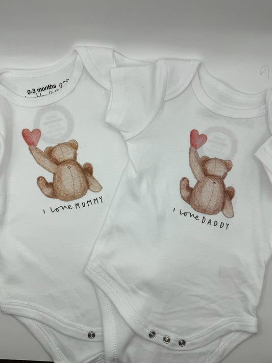 I love mummy and daddy teddy bodysuit